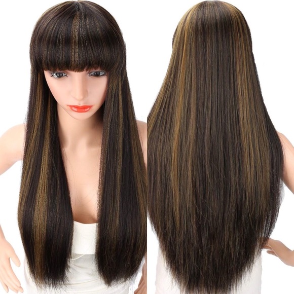 ?Hayden 26”long Black W/highlights Bang Wig *NWT* main image 5